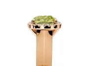 Halo Engagement Ring Setting for Fancy Yellow Cushion Cut Center with Knife Ridge Cathedral Band and Prong Head in Rose Gold