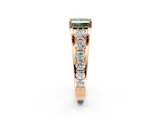 Solitaire Engagement Ring Setting for Fancy Green Princess Cut Center with Graduated Shared Prongs and Prong Head in Rose Gold