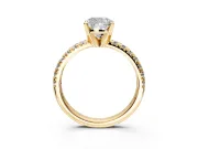 Solitaire Engagement Ring Setting for Cushion Cut Center with Large Accents and Prong Head in Yellow Gold