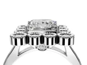 Cluster Halo Engagement Ring Setting for Princess Cut Center with Milgrain Bezel Accents and Prong Head in Sterling Silver