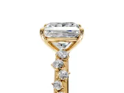 Cluster Engagement Ring Setting for Princess Cut Center with Round Cut Accent Band and Prong Head in Yellow Gold