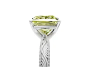 Solitaire Engagement Ring Setting for Fancy Yellow Princess Cut Center with Engraved Milgrain Band and Prong Head in Sterling Silver