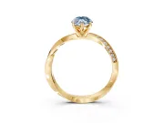 Side Accent Engagement Ring Setting for Fancy Blue Marquise Center with Accent Shoulders and Prong Head in Yellow Gold