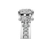 Solitaire Engagement Ring Setting for Cushion Cut Center with Raised Channel Band and Prong Head in Platinum