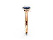 Solitaire Engagement Ring Setting for Fancy Blue Emerald Cut Center with Engraved Milgrain Band and Prong Head in Rose Gold
