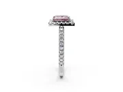 Pave Halo Engagement Ring Setting for Fancy Pink Princess Cut Center with Single Row Pave Band and Prong Head in Sterling Silver