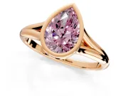 Solitaire Engagement Ring Setting for Fancy Pink Pear-Shaped Center with V Split Shank and Bezel Head in Rose Gold