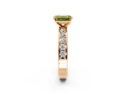 Solitaire Engagement Ring Setting for Fancy Yellow Emerald Cut Center with Channel-Set Accents and Prong Head in Rose Gold
