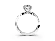 Solitaire Engagement Ring Setting for Round Cut Center with Pave and Plain Crossover Band and Prong Head in White Gold