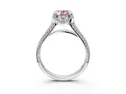 Solitaire Engagement Ring Setting for Fancy Pink Oval Center with Accented Split Shank and Prong Head in Platinum