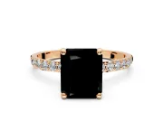 Solitaire Engagement Ring Setting for Fancy Black Radiant Cut Center with Pave Accents and Prong Head in Rose Gold