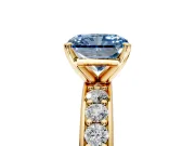 Solitaire Engagement Ring Setting for Fancy Blue Radiant Cut Center with Channel-Set Accents and Prong Head in Yellow Gold