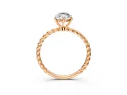 Solitaire Engagement Ring Setting for Marquise Center with Plain Twisted Rope Band and Prong Head in Rose Gold
