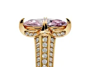 Solitaire Engagement Ring Setting for Fancy Pink Marquise Center with Accented Split Shank and Prong Head in Yellow Gold
