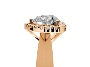 Halo Engagement Ring Setting for Heart-Shaped Center with Square Band and Prong Head in Rose Gold