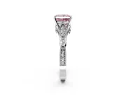 Solitaire Engagement Ring Setting for Fancy Pink Princess Cut Center with Marquise and Bezel Accents and Prong Head in Platinum