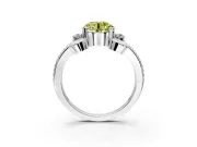 Solitaire Engagement Ring Setting for Fancy Yellow Round Cut Center with Twisted Band and Scroll Prong Head in White Gold