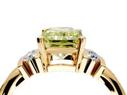 Solitaire Engagement Ring Setting for Fancy Yellow Radiant Cut Center with Grooved Bar Accent Band and Prong Head in Yellow Gold