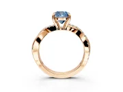 Solitaire Engagement Ring Setting for Fancy Blue Cushion Cut Center with Half-Pave Crossover Band and Prong Head in Rose Gold