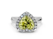 Halo Engagement Ring Setting for Fancy Yellow Heart-Shaped Center with Square Band and Prong Head in Sterling Silver