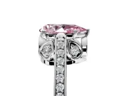 Cathedral Engagement Ring Setting for Fancy Pink Pear-Shaped Center with Antique-Style Pave Band and Prong Head in Platinum