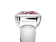 Solitaire Engagement Ring Setting for Fancy Pink Asscher Cut Center with Wide Band and Bezel Head in Sterling Silver