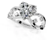 Solitaire Engagement Ring Setting for Heart-Shaped Center with Criss-Cross Accent Band and Prong Head in Sterling Silver