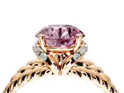 Halo Engagement Ring Setting for Fancy Pink Round Cut Center with Rope Twist Split Shank and Prong Head in Rose Gold