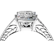 Split Shank Engagement Ring Setting for Princess Cut Center with Pave Split Shank and Prong Head in Platinum