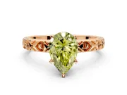 Solitaire Engagement Ring Setting for Fancy Yellow Pear-Shaped Center with XO Engraved Band and Prong Head in Rose Gold