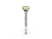 Solitaire Engagement Ring Setting for Fancy Yellow Asscher Cut Center with Single Row Accent Band and Prong Head in Platinum