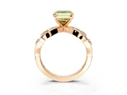 Solitaire Engagement Ring Setting for Fancy Yellow Asscher Cut Center with Criss-Cross Accent Band and Prong Head in Rose Gold