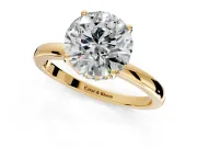 Solitaire Engagement Ring Setting for Round Cut Center with Fine Wire Band and Prong Head in Yellow Gold