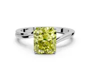 Solitaire Engagement Ring Setting for Fancy Yellow Radiant Cut Center with Plain Bypass Twist Band and Prong Head in Platinum