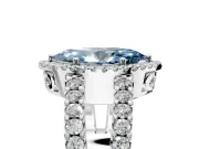 Halo Engagement Ring Setting for Fancy Blue Marquise Center with Wide-Open Pave Split Shank and Prong Head in Sterling Silver