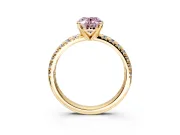 Solitaire Engagement Ring Setting for Fancy Pink Oval Center with Large Accents and Prong Head in Yellow Gold
