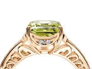 Floral Engagement Ring Setting for Fancy Yellow Asscher Cut Center with Four Accent Clusters and Prong Head in Rose Gold