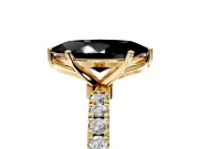 Open Basket Engagement Ring Setting for Fancy Black Marquise Center with Pave Band and Prong Head in Yellow Gold