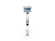 Hidden Halo Engagement Ring Setting for Fancy Blue Princess Cut Center with Wide Flat Plain Band and Prong Head in Platinum