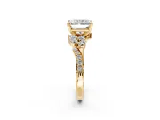 Solitaire Engagement Ring Setting for Radiant Cut Center with Marquise Accent Twist Band and Prong Head in Yellow Gold