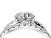 Solitaire Engagement Ring Setting for Round Cut Center with Wide-Open Split Shank and Prong Head in Platinum