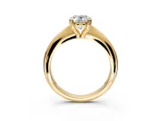 Solitaire Engagement Ring Setting for Oval Center with Reverse Tapered Band and Prong Head in Yellow Gold