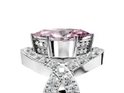 Halo Engagement Ring Setting for Fancy Pink Marquise Center with Pave Infinity Twist Band and Prong Head in White Gold