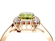Starburst Halo Engagement Ring Setting for Fancy Yellow Emerald Cut Center with Flat Cathedral Band and Prong Head in Rose Gold