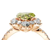 Floral Halo Engagement Ring Setting for Fancy Yellow Heart-Shaped Center with Pave Accents and Prong Head in Rose Gold