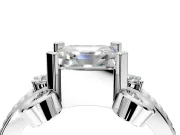 Solitaire Engagement Ring Setting for Asscher Cut Center with Twisted Band and Scroll Prong Head in Sterling Silver