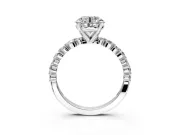 Solitaire Engagement Ring Setting for Round Cut Center with Alternating Size Accents and Prong Head in Sterling Silver