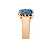 Solitaire Engagement Ring Setting for Fancy Blue Cushion Cut Center with Tapered Split Shoulders and Prong Head in Rose Gold