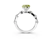 Solitaire Engagement Ring Setting for Fancy Yellow Heart-Shaped Center with Bezel Station Band and Prong Head in Platinum