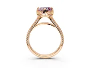 Solitaire Engagement Ring Setting for Fancy Pink Heart-Shaped Center with Accented Split Shank and Prong Head in Rose Gold